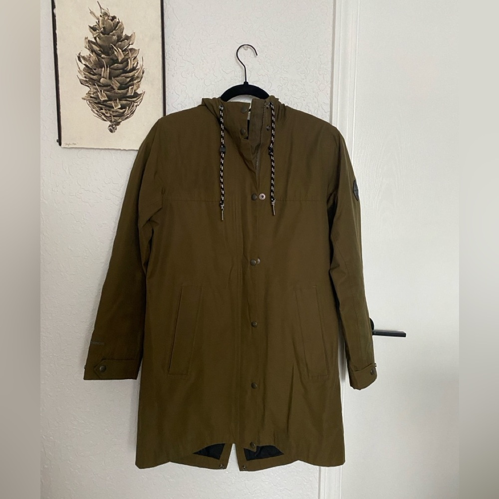 Eddie Bauer Women's deep olive Hooded Raincoat - Charly Parka